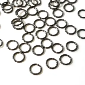 10mm Hematite / Black Stainless Jump Rings, 10x1.2mm, 7.6mm Inside Diameter, Closed Unsoldered, Lot Size 50 Pieces