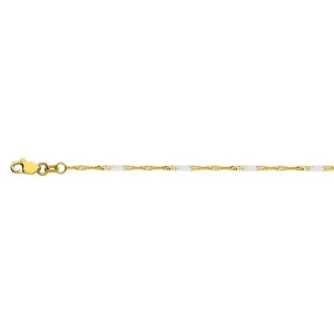 14K Two-Tone Flattened Link Singapore Chain Anklet