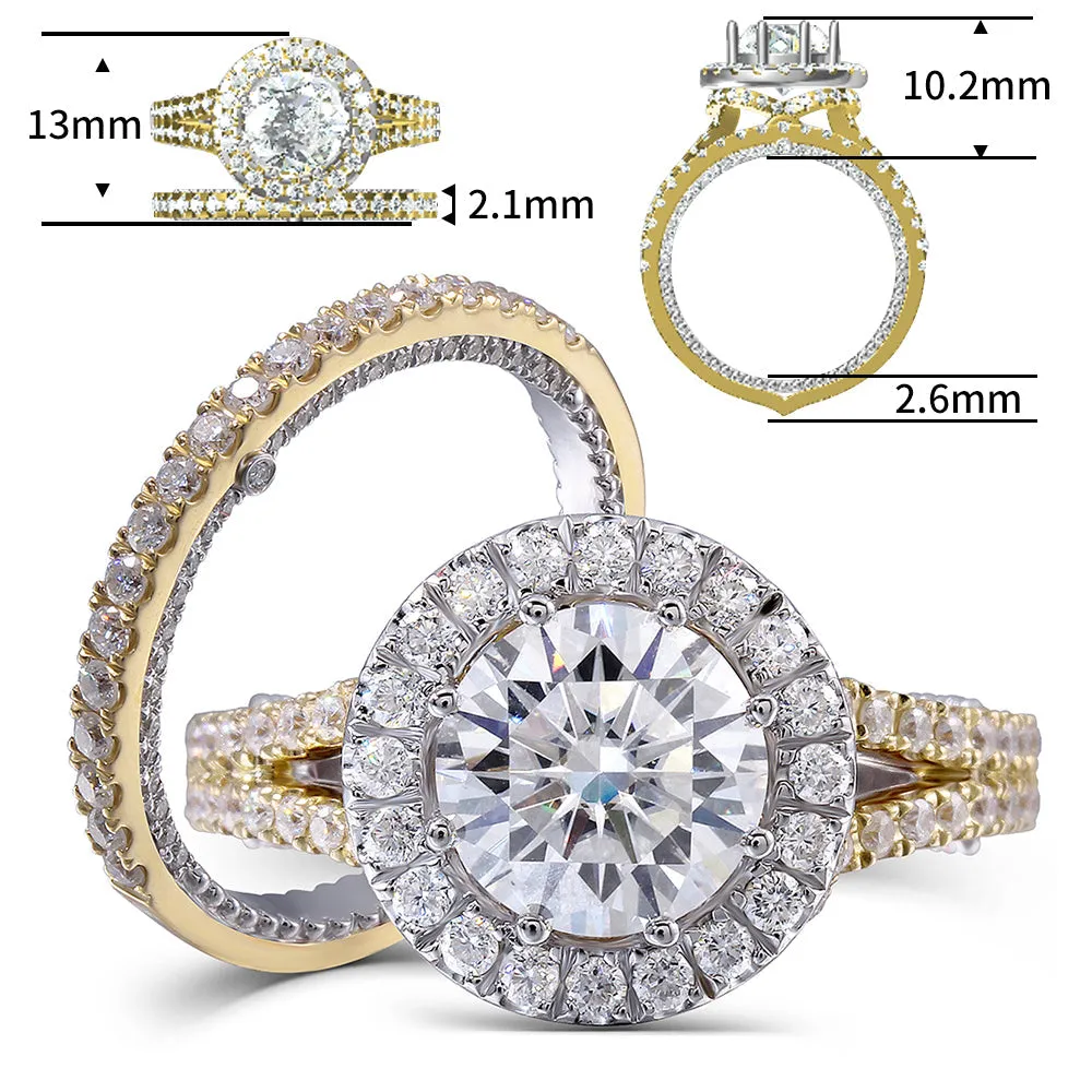 14k White & Yellow Gold Moissanite Wedding Set (Rings Can Be Bought Separately)