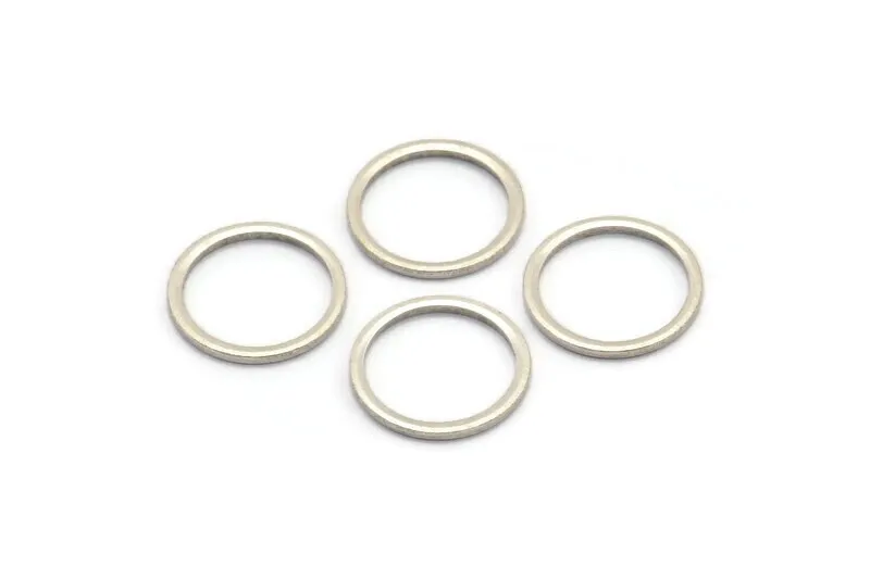 14mm Silver Rings - 24 Antique Silver Brass  Circle Connectors (14mm) BS 1099 H0003