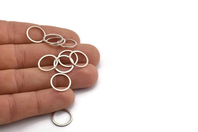 14mm Silver Rings - 24 Antique Silver Brass  Circle Connectors (14mm) BS 1099 H0003