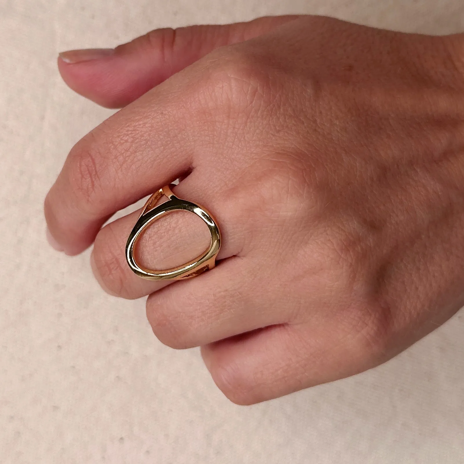 18k Gold Filled Oval Geometric Ring