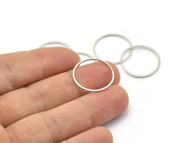 20mm Silver Rings - 48 Silver Brass Circle Connectors (20x0.8mm) D0389