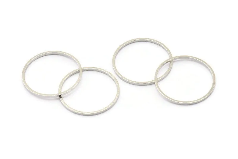 20mm Silver Rings - 48 Silver Brass Circle Connectors (20x0.8mm) D0389