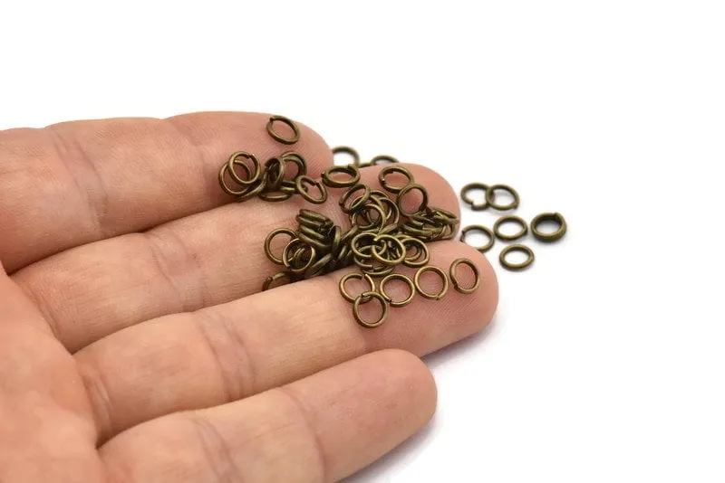 5mm Jump Ring - 100 Antique Brass Round Jump Rings Connectors Findings (5x0.80mm) A0335