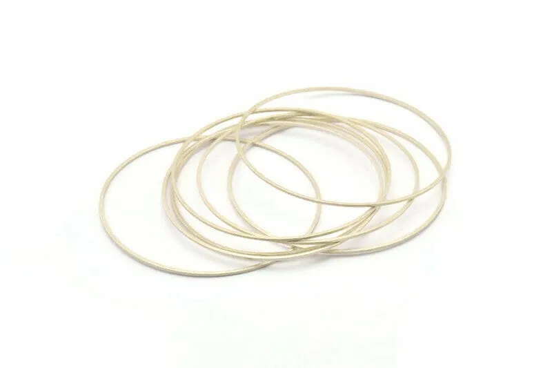 60mm Silver Rings - 6 Antique Silver Plated Brass Circle Connectors (60x0.80mm) BS 1112 H0342