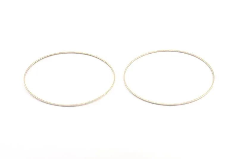 70mm Silver Rings - 6 Antique Silver Plated Circle Connectors (70x1x1mm) Bs 1103 H1171