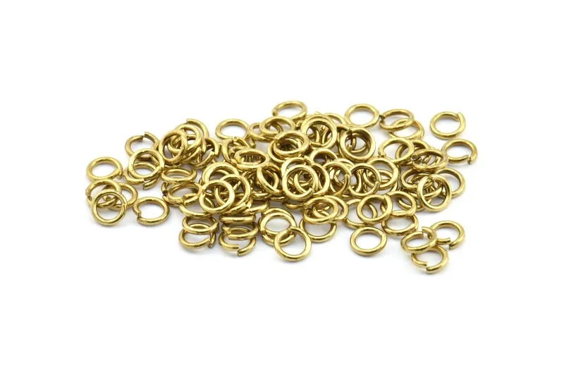 7mm Jump Ring - 100 Raw Brass Jump Rings (7x1.2) A0358