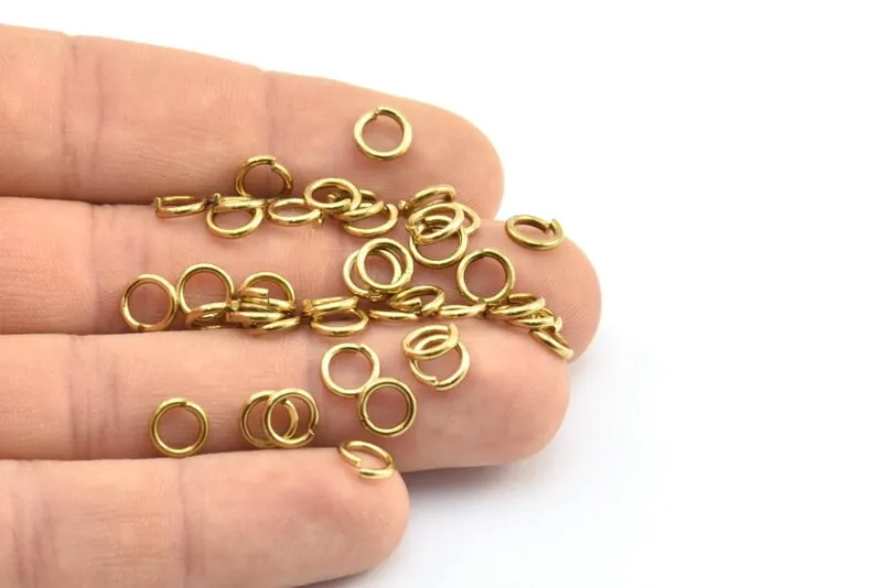 7mm Jump Ring - 100 Raw Brass Jump Rings (7x1.2) A0358