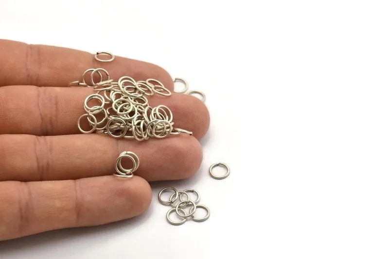 7mm Jump Rings, 125 Antique Silver Plated Jump Rings (7x0.80mm) A0325 H0525