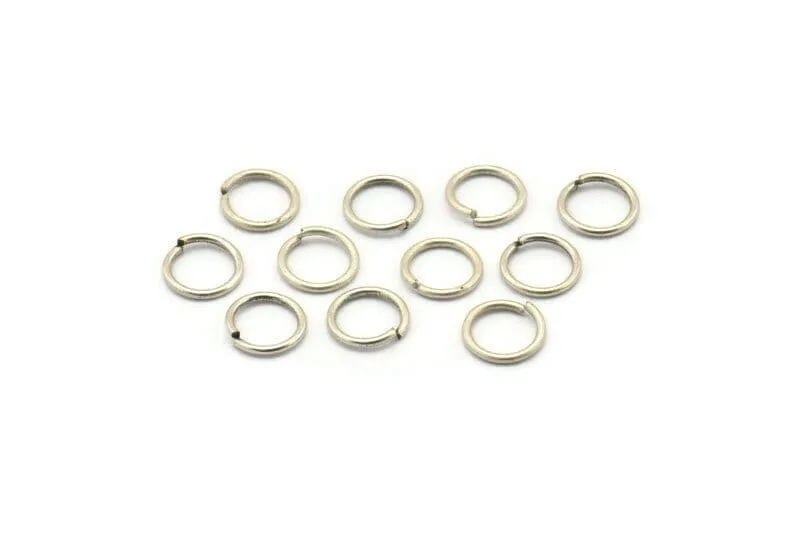 7mm Jump Rings, 125 Antique Silver Plated Jump Rings (7x0.80mm) A0325 H0525