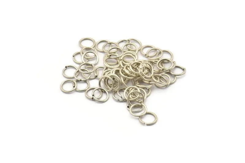 7mm Jump Rings, 125 Antique Silver Plated Jump Rings (7x0.80mm) A0325 H0525