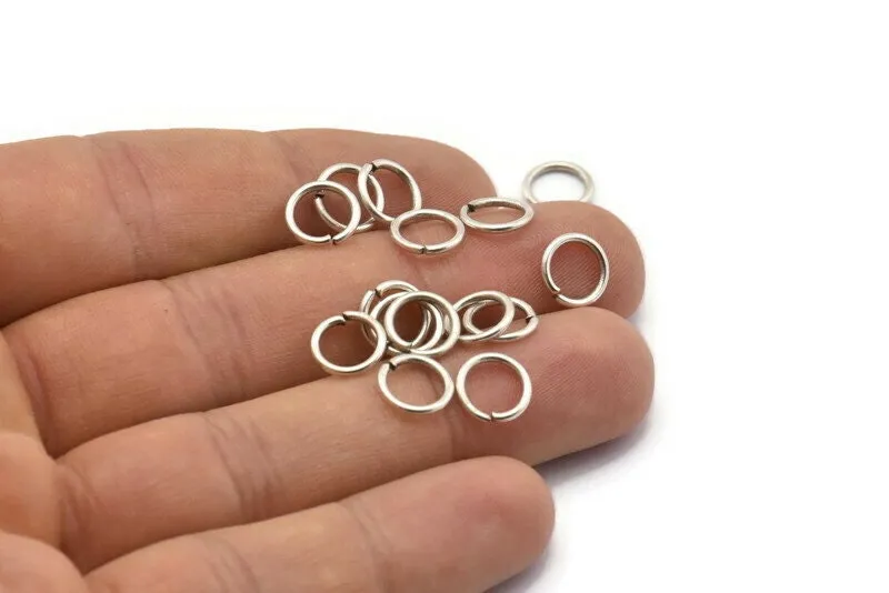 9 mm Jump Ring - 100 Antique Silver Plated Round Jump Rings (9x1.2mm) A0370 H184