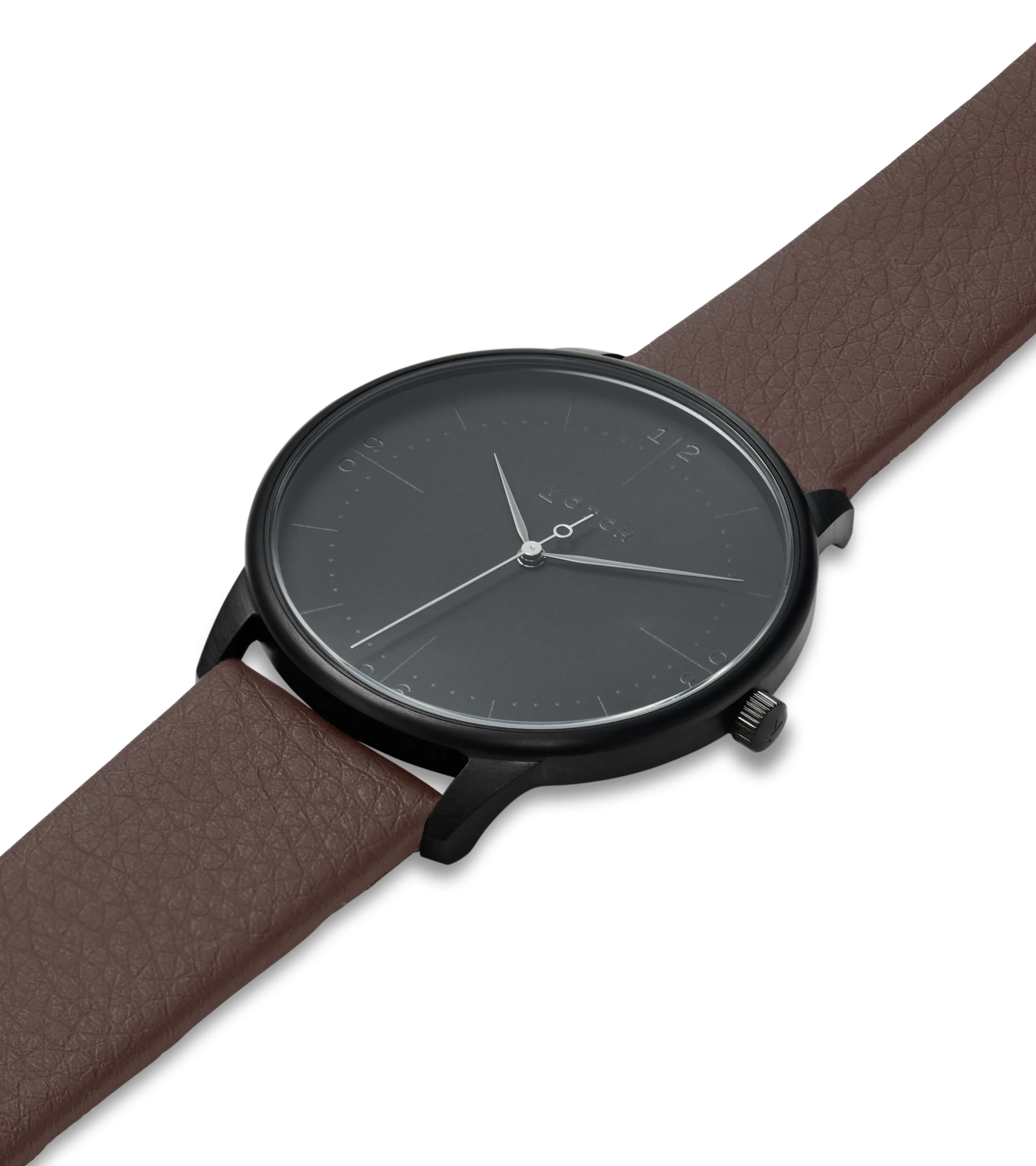 Aalto Watch with Black Dial | Brown Vegan Leather Strap