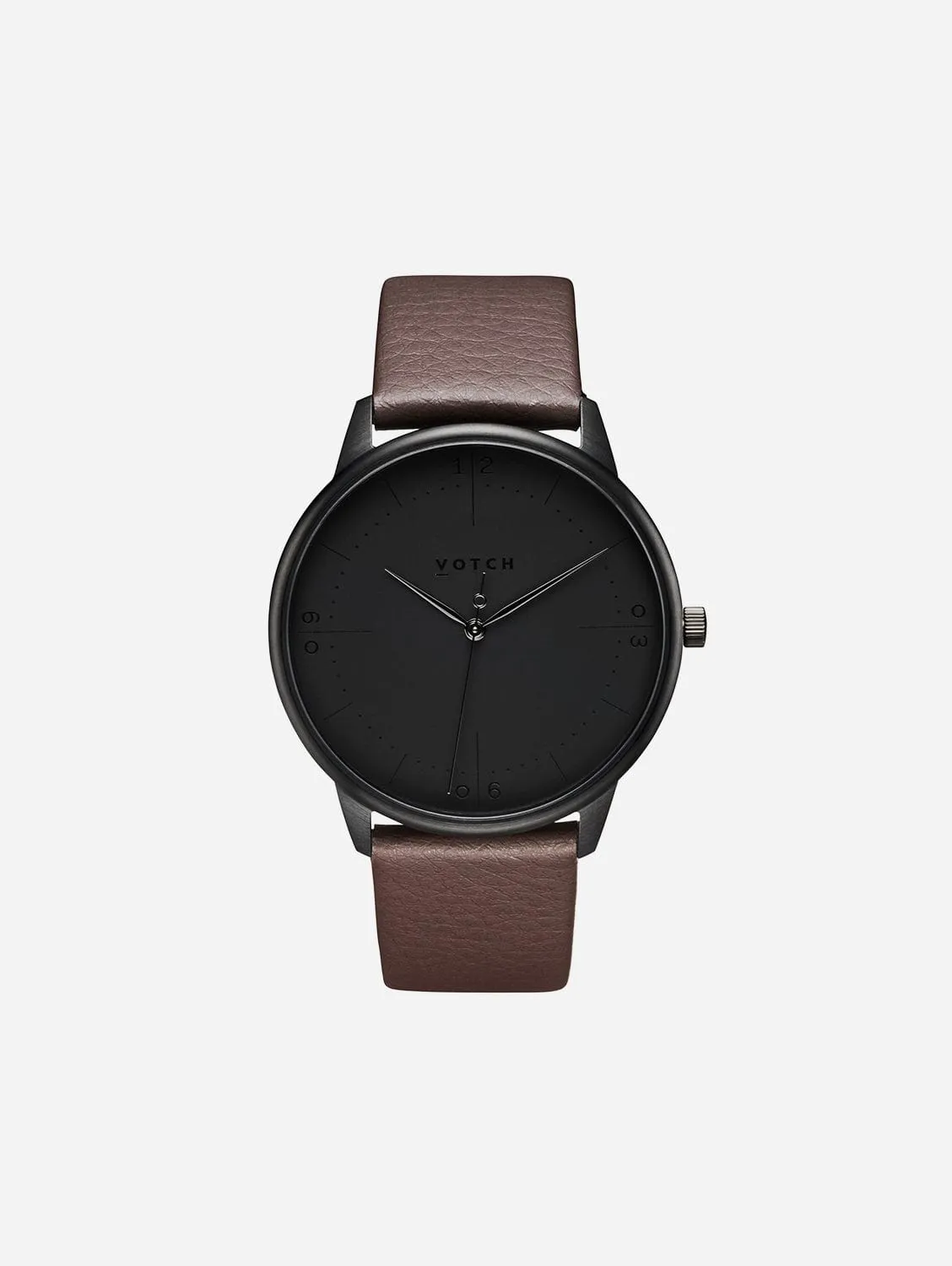 Aalto Watch with Black Dial | Brown Vegan Leather Strap