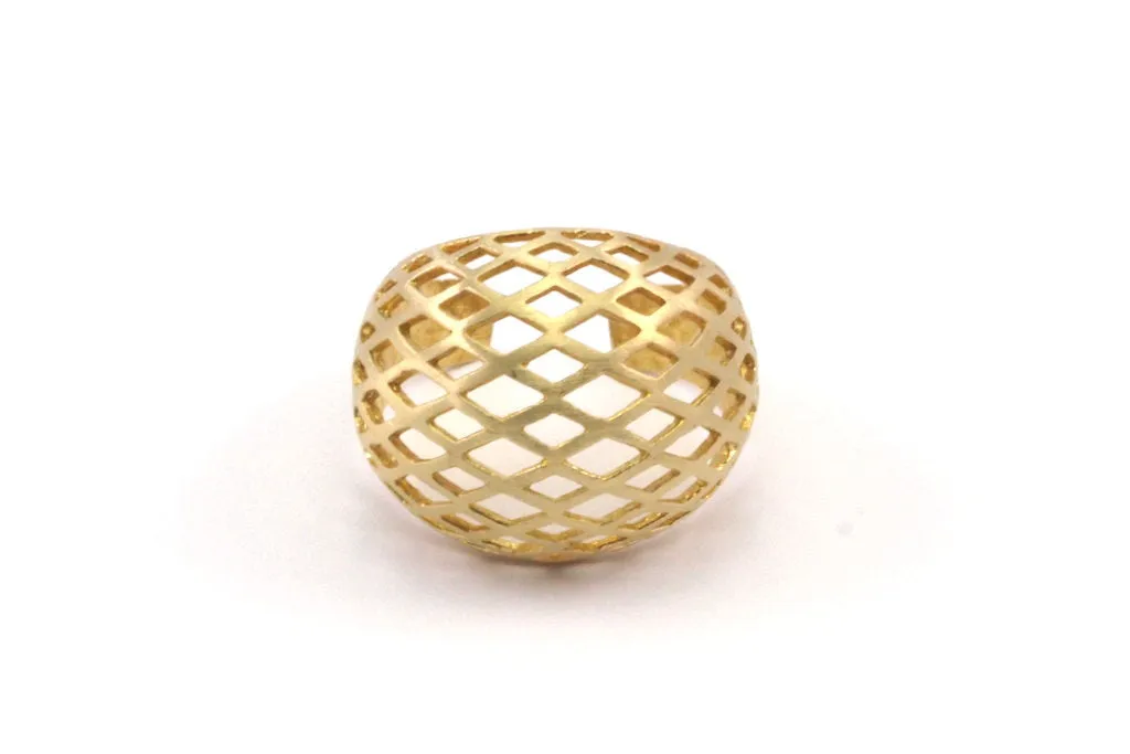 Adjustable Cage Ring - 2 Raw Brass Adjustable Riddled Rings N0081