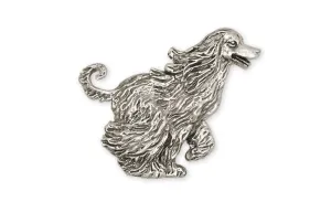 Afghan Hound Brooch Pin Jewelry Sterling Silver Handmade Dog Brooch Pin AF3-BP