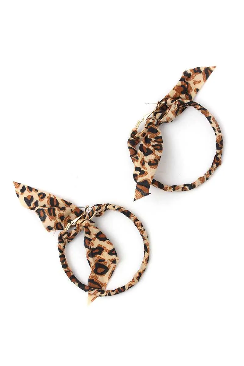 Animal Print Pattern Bow Hoop Earring