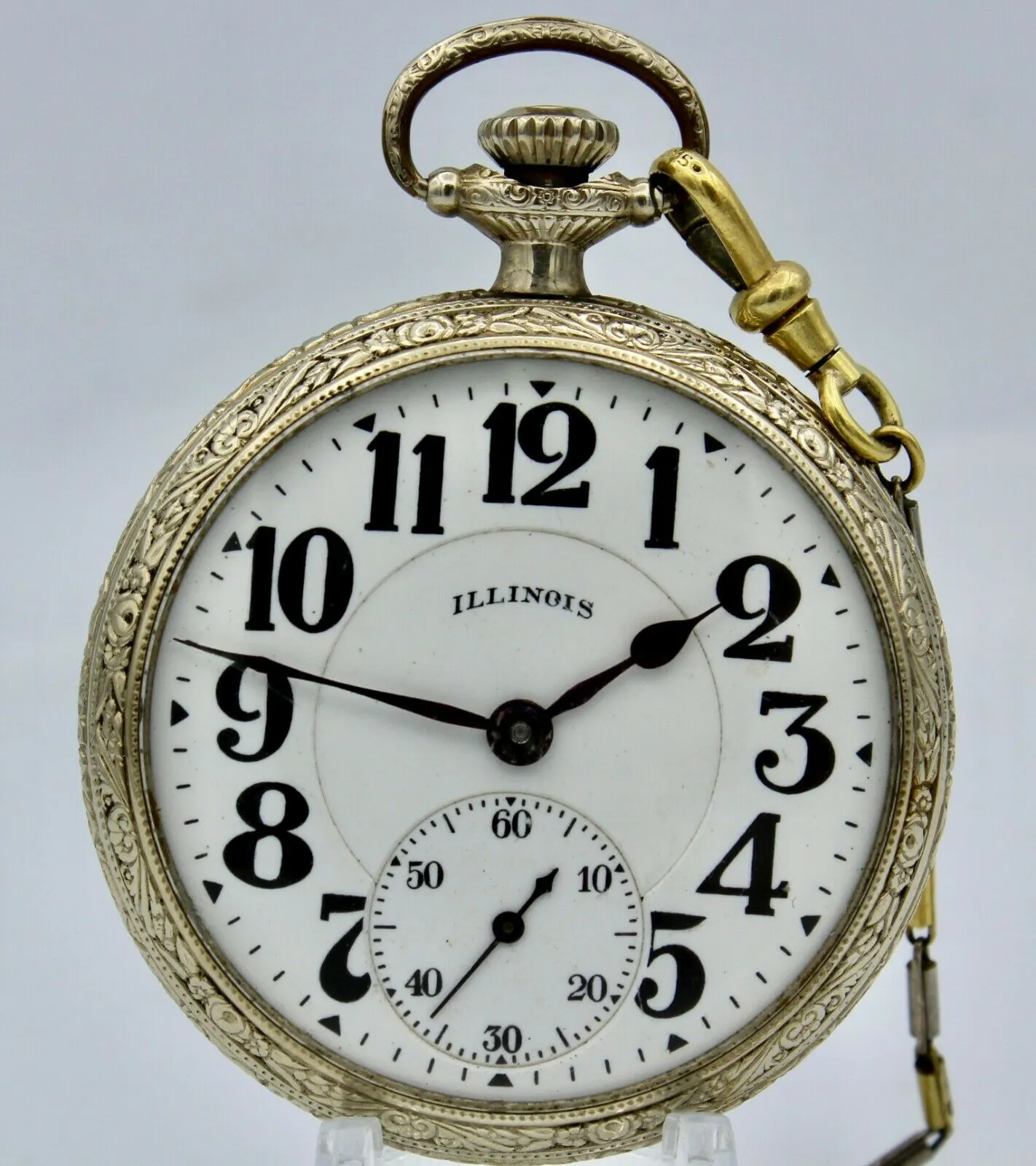 Antique 14K White Gold Filled Illinois Bunn Special Pocket Watch 21 Jewel