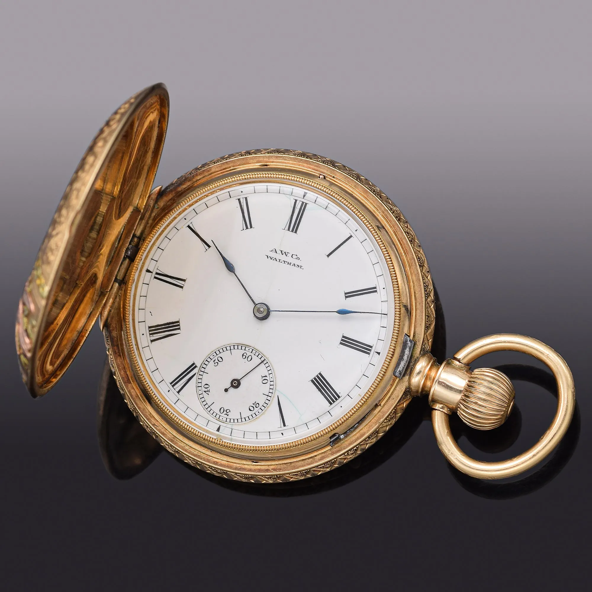 Antique 1873 Waltham Riverside 14K Yellow Gold 13 Jewels Diamond Pocket Watch