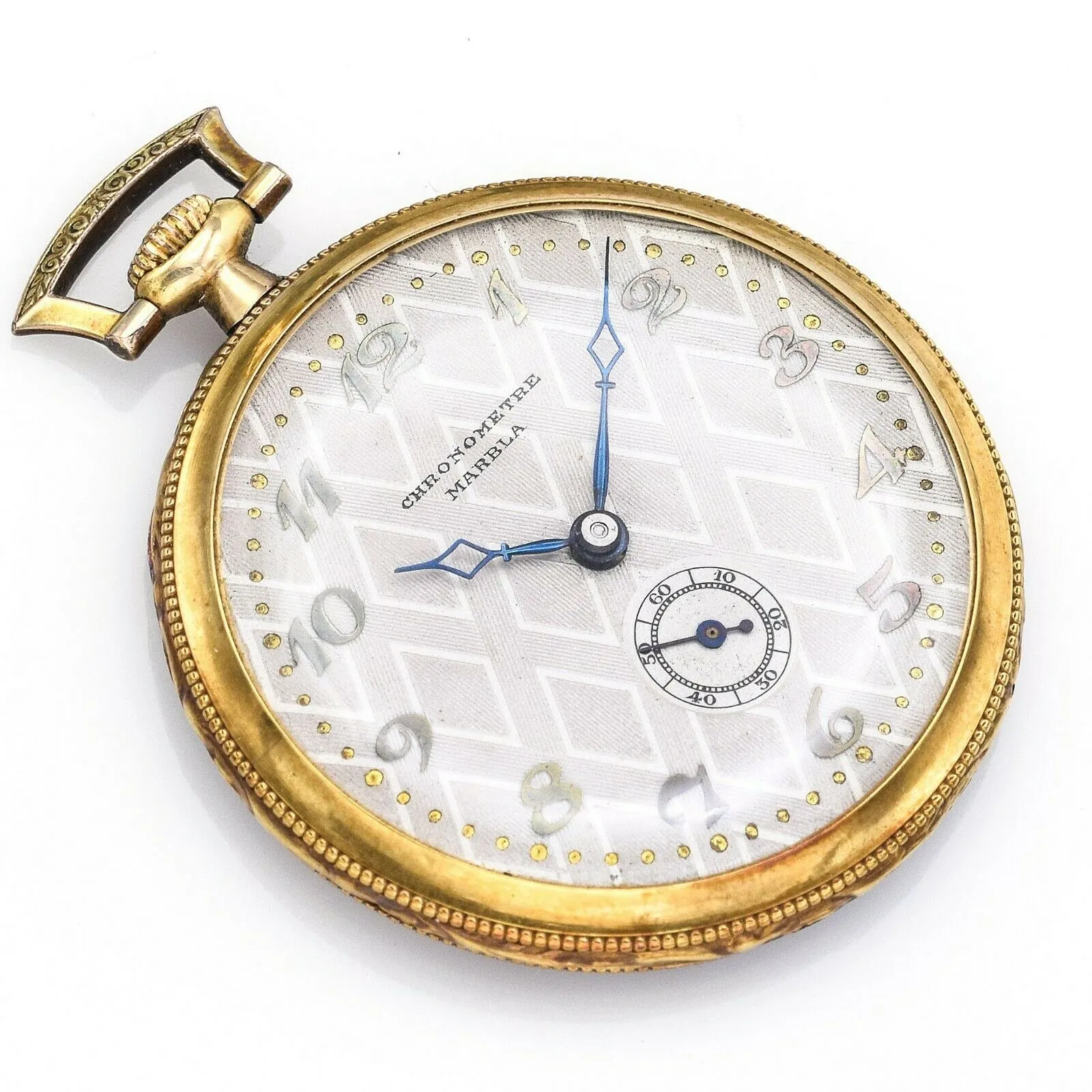 Antique 18K Gold Chronometre Marbla Pocket Watch Swiss Made 15 Jewel