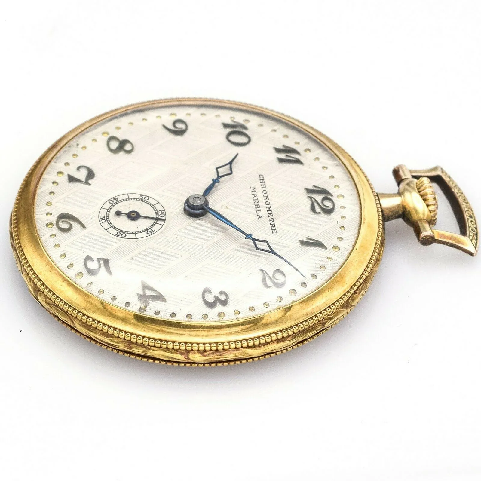 Antique 18K Gold Chronometre Marbla Pocket Watch Swiss Made 15 Jewel