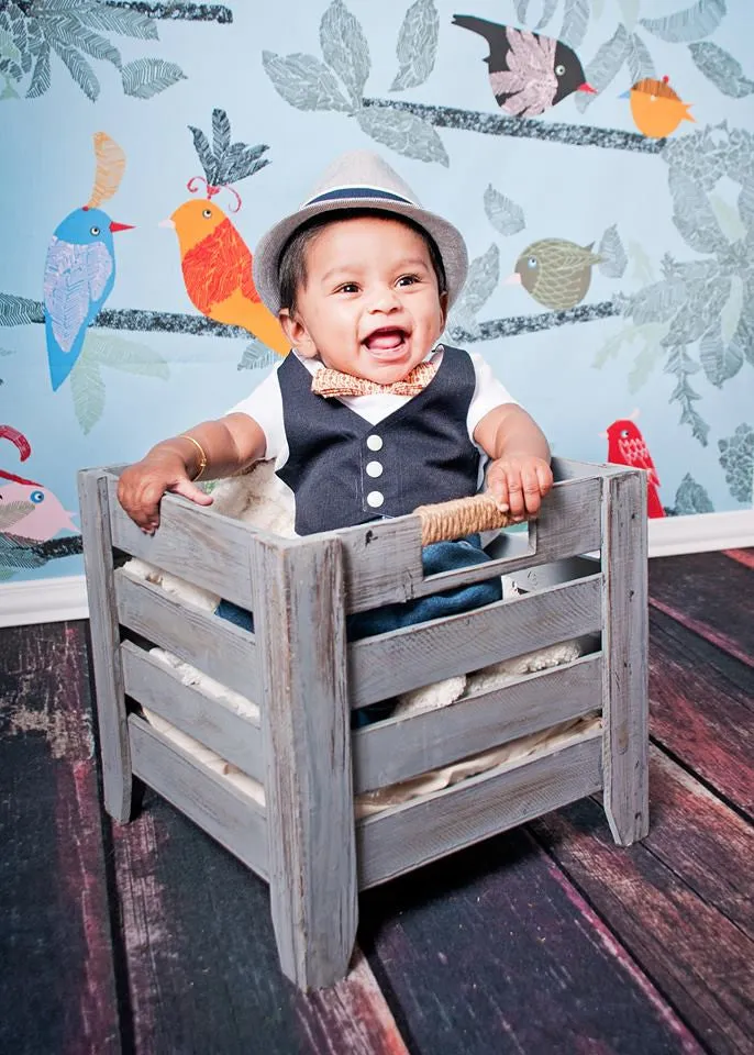 Baby Boy Outfits Navy Blue Vest Grey Suspenders Light Blue Bow Tie Set