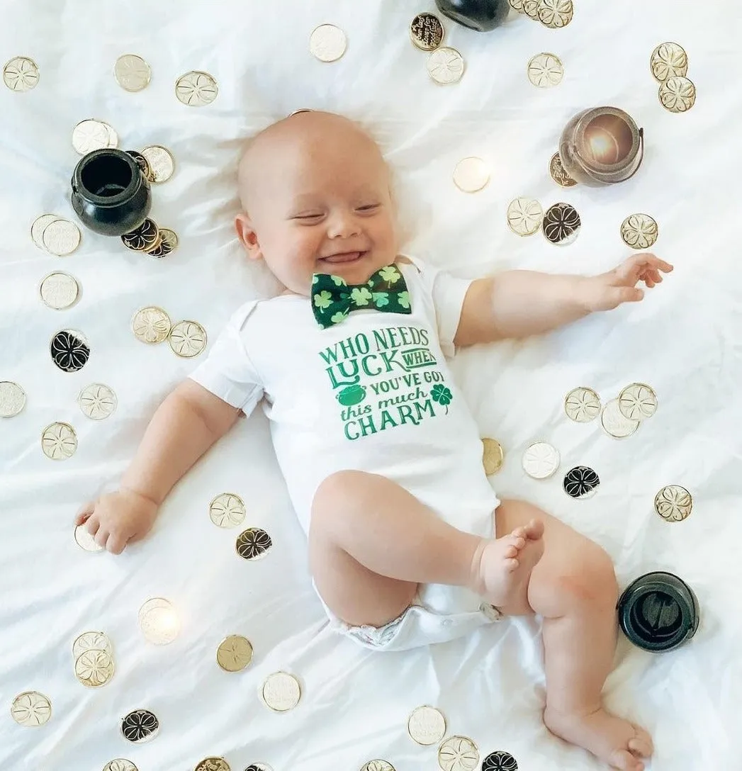 Baby Boy St. Patricks Day Outfit Lucky Charm Shamrock Bow Tie