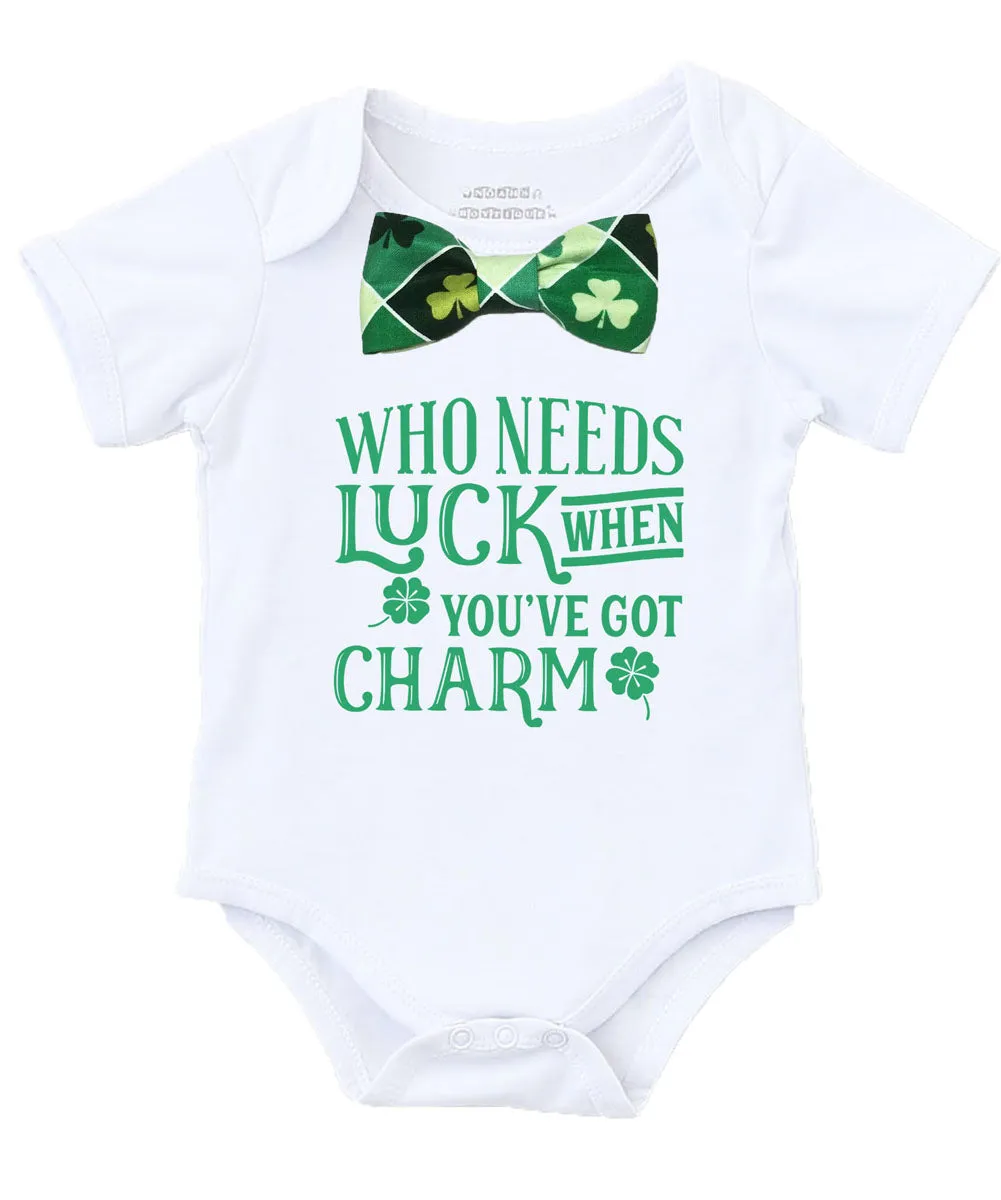 Baby Boy St. Patricks Day Outfit Lucky Charm Shamrock Bow Tie