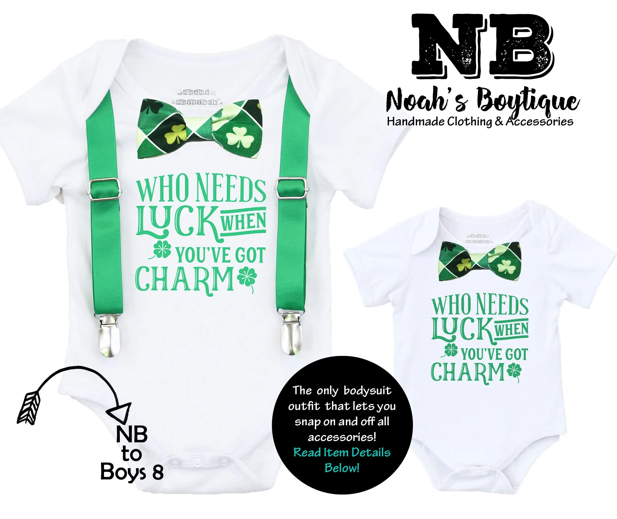 Baby Boy St. Patricks Day Outfit Lucky Charm Shamrock Bow Tie