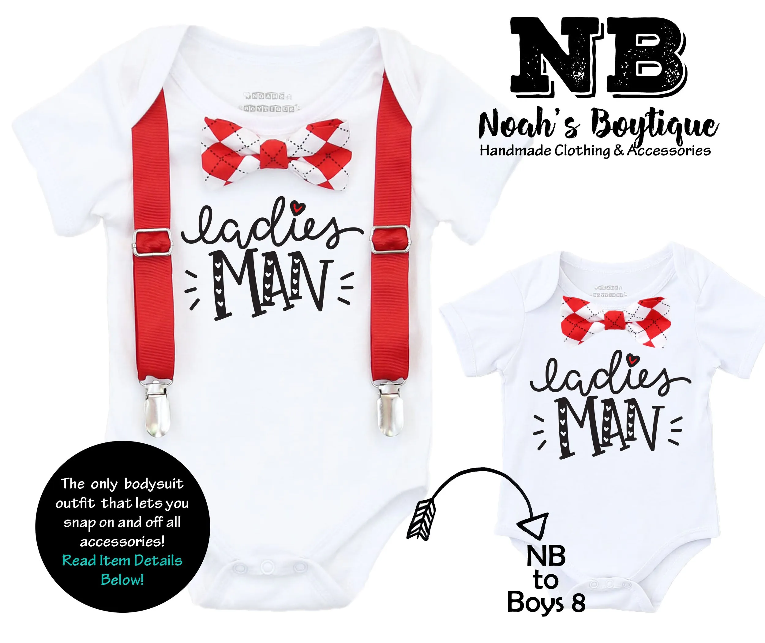 Baby Boy Valentines Day Outfit Argyle Bow Tie Ladies Man