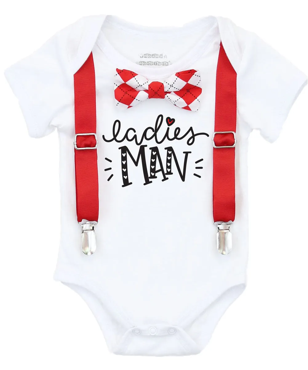 Baby Boy Valentines Day Outfit Argyle Bow Tie Ladies Man