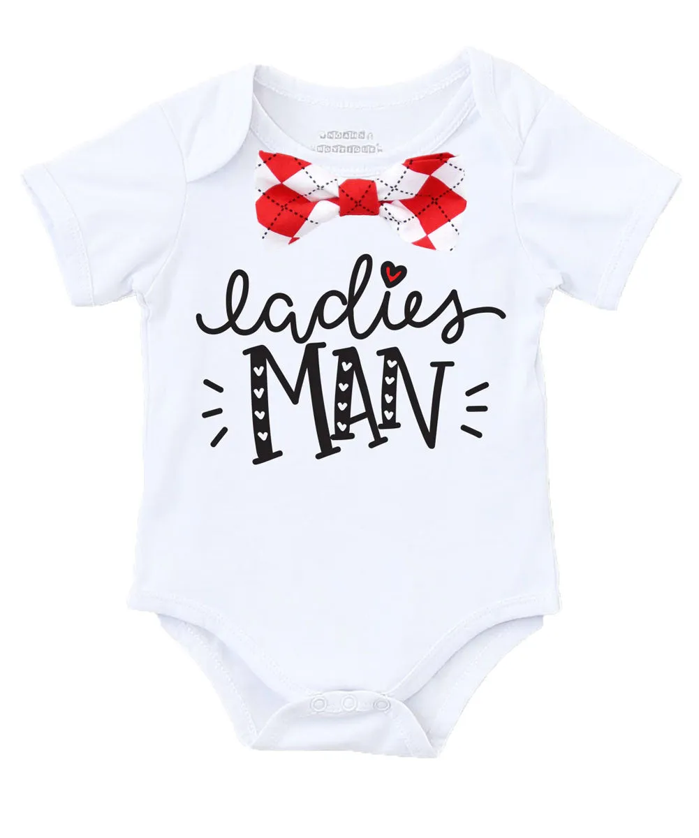 Baby Boy Valentines Day Outfit Argyle Bow Tie Ladies Man