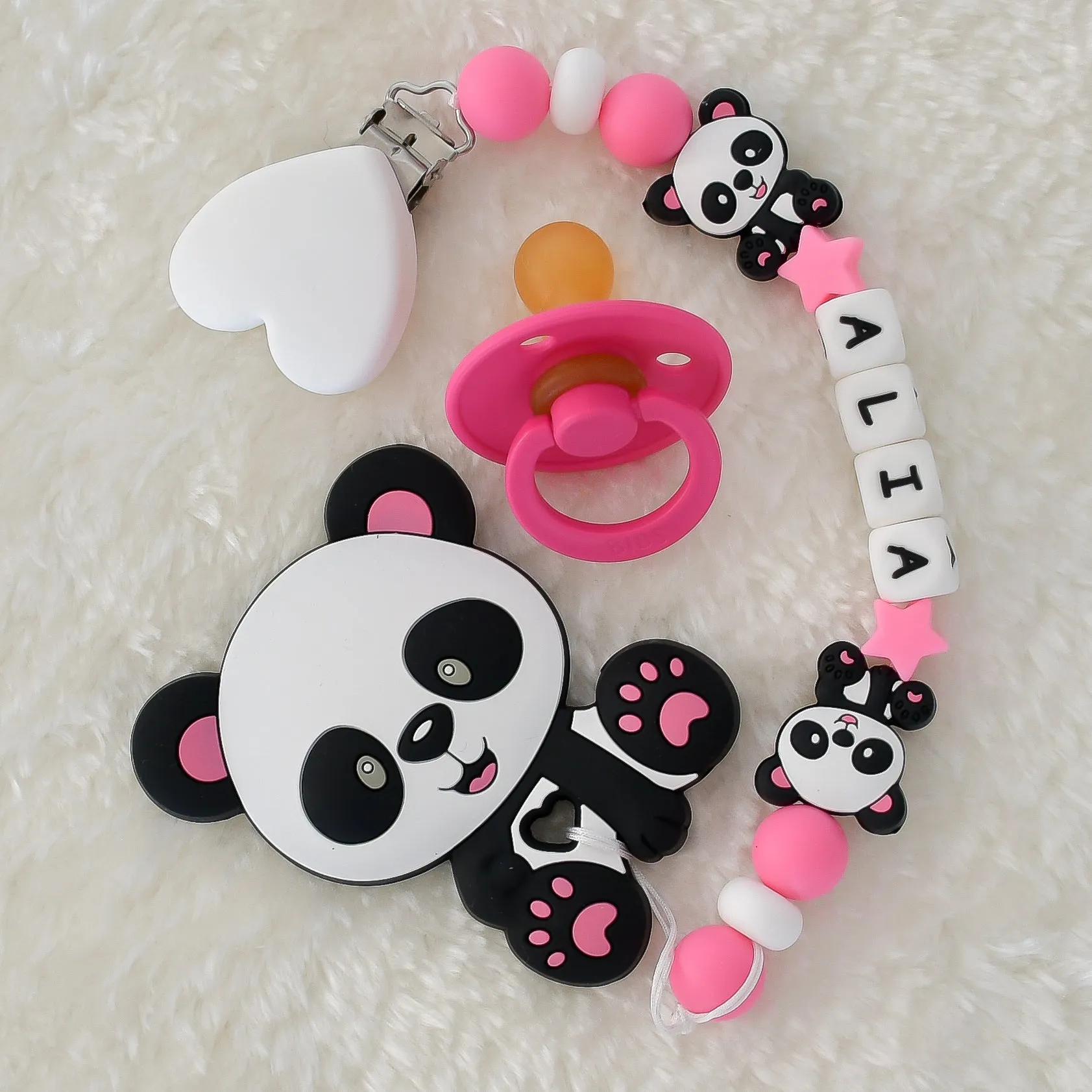 Baby Panda Personalised Pacifier Clip