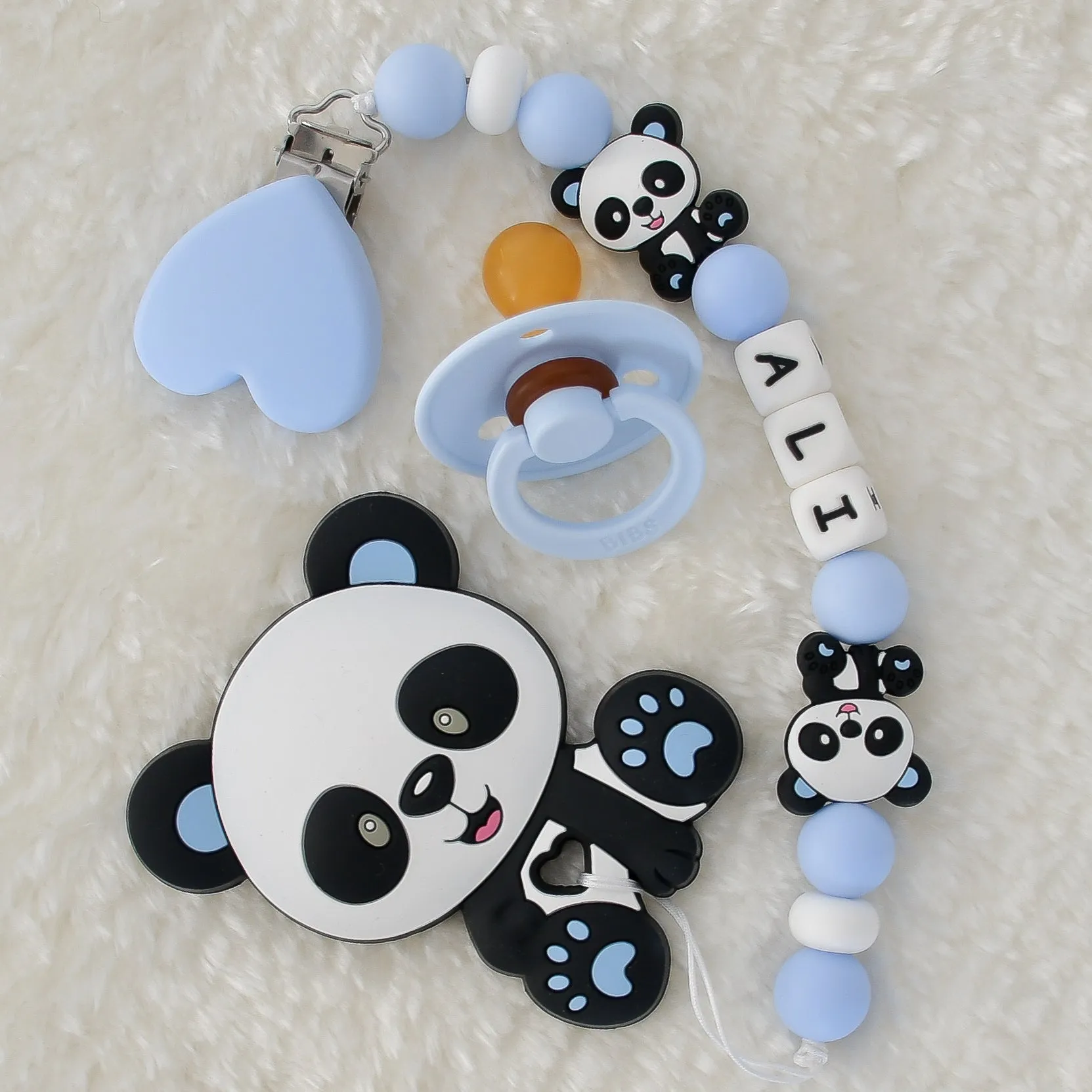 Baby Panda Personalised Pacifier Clip