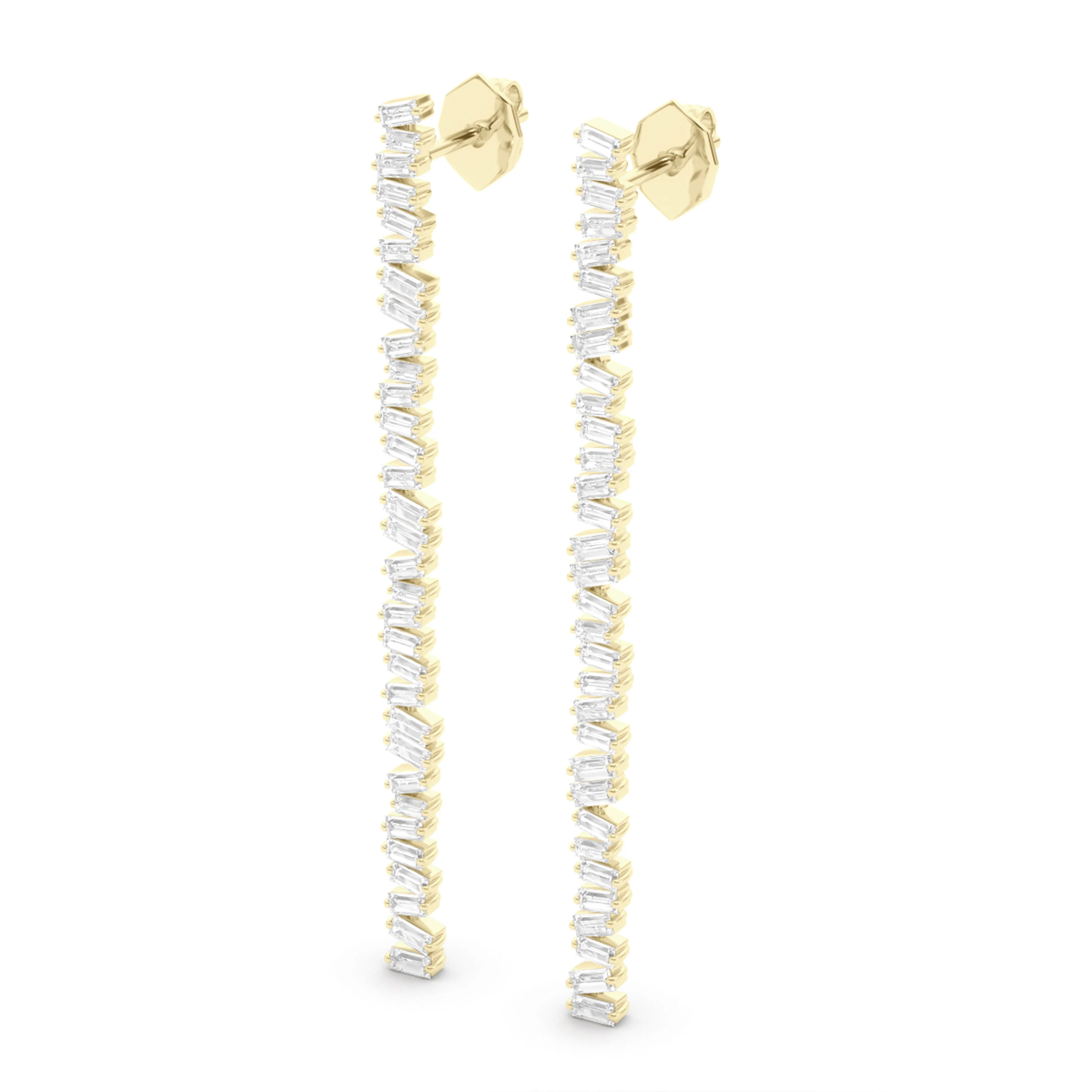 Baguette Horizontal Drop Earrings