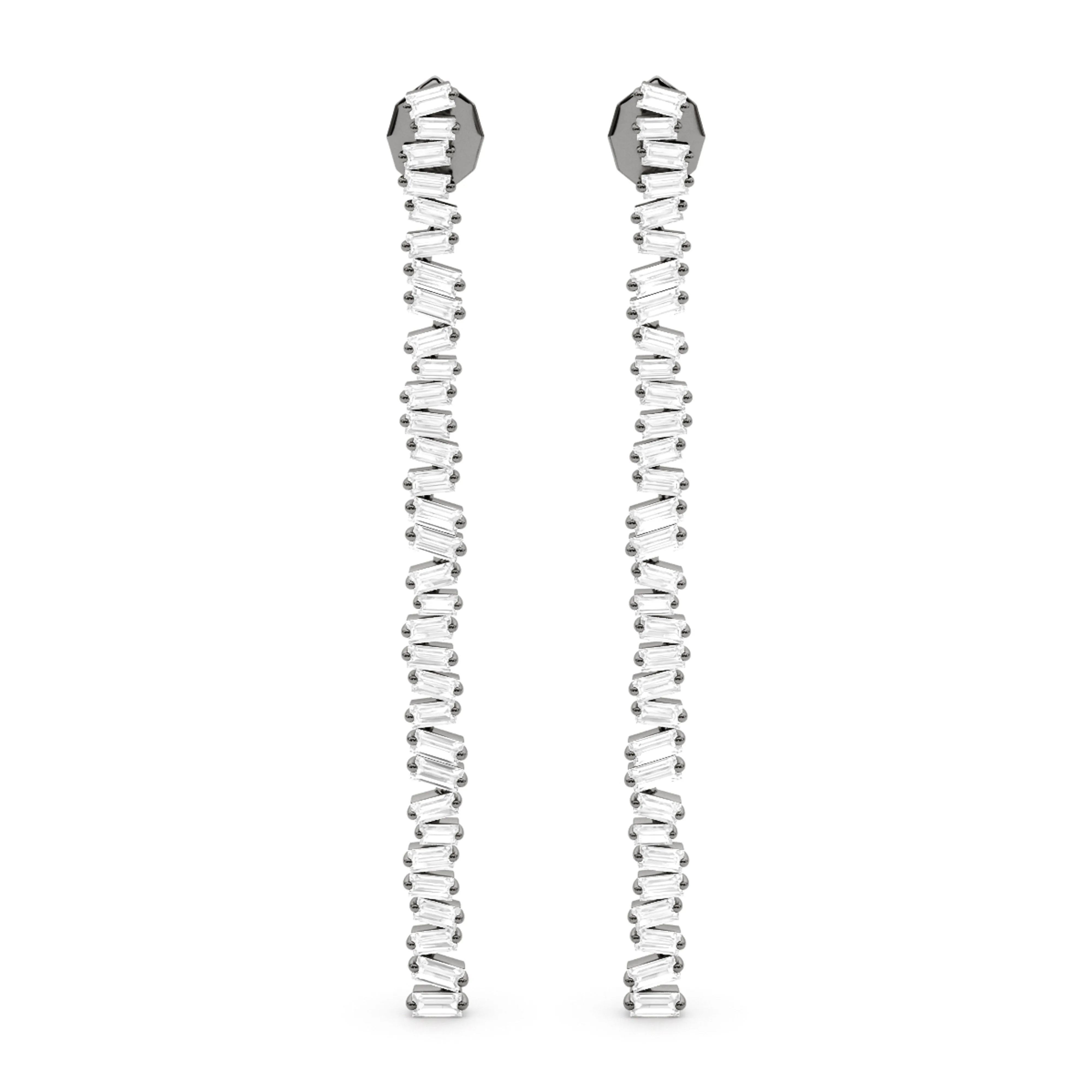 Baguette Horizontal Drop Earrings