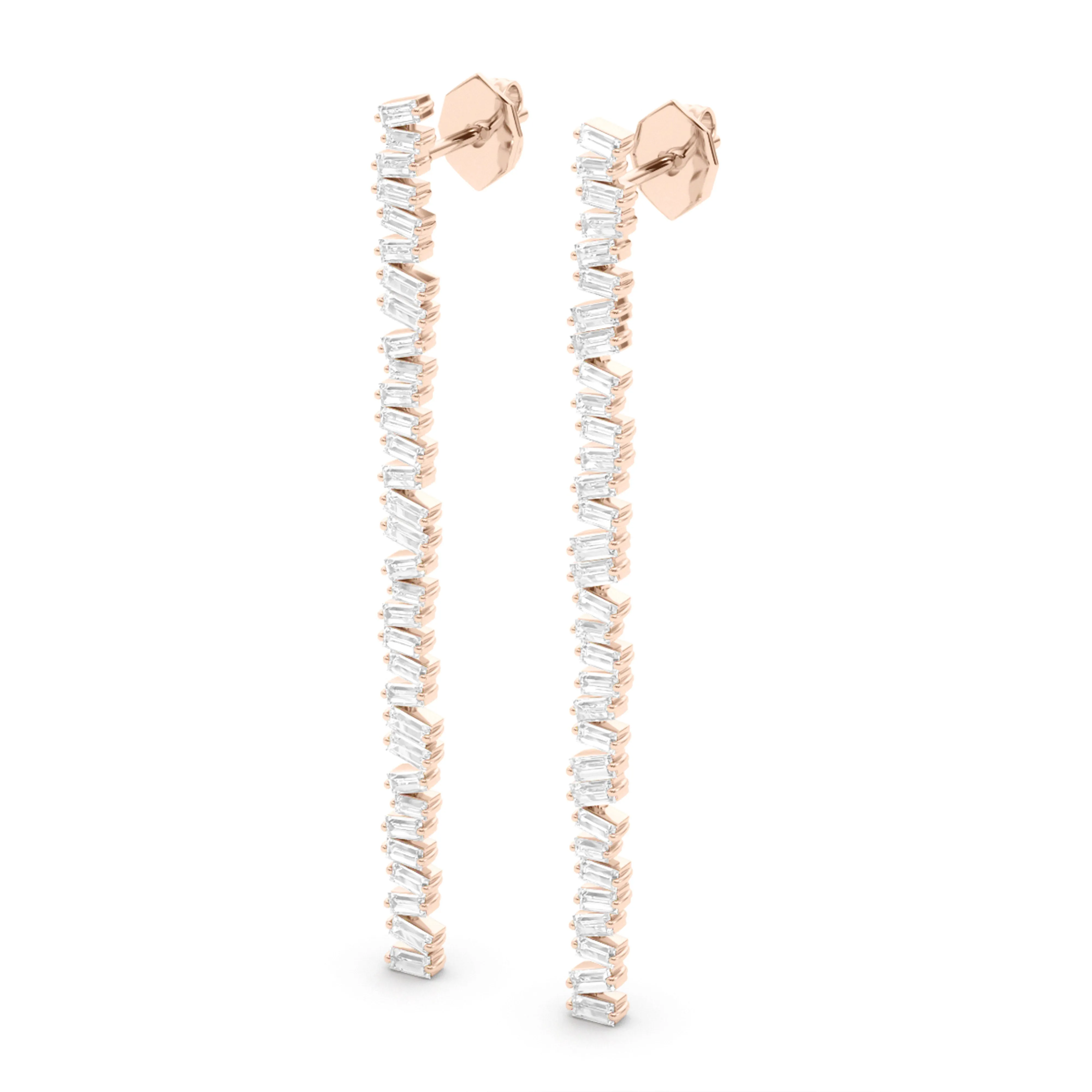 Baguette Horizontal Drop Earrings