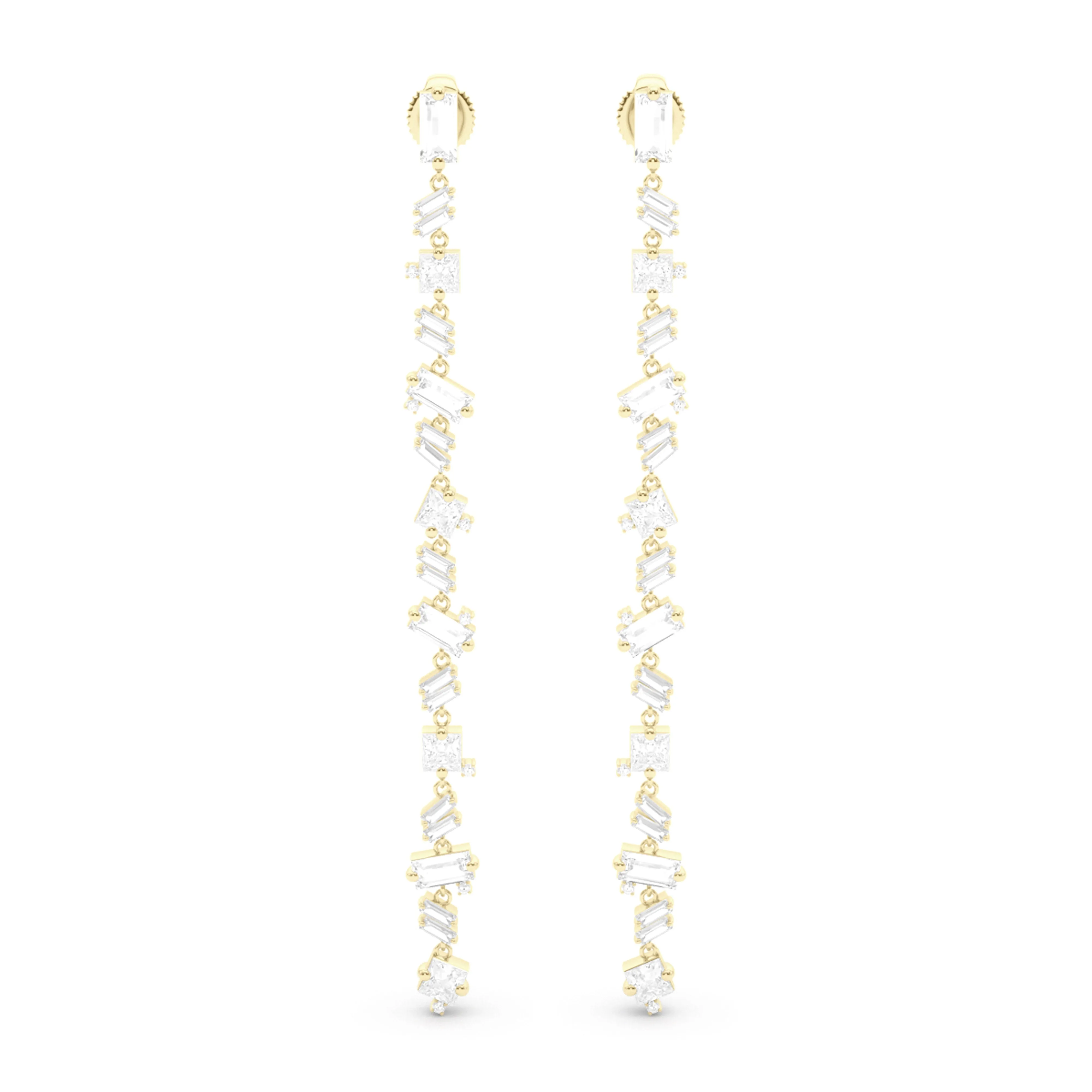 Baguette Mixed Shape Drop Earrings