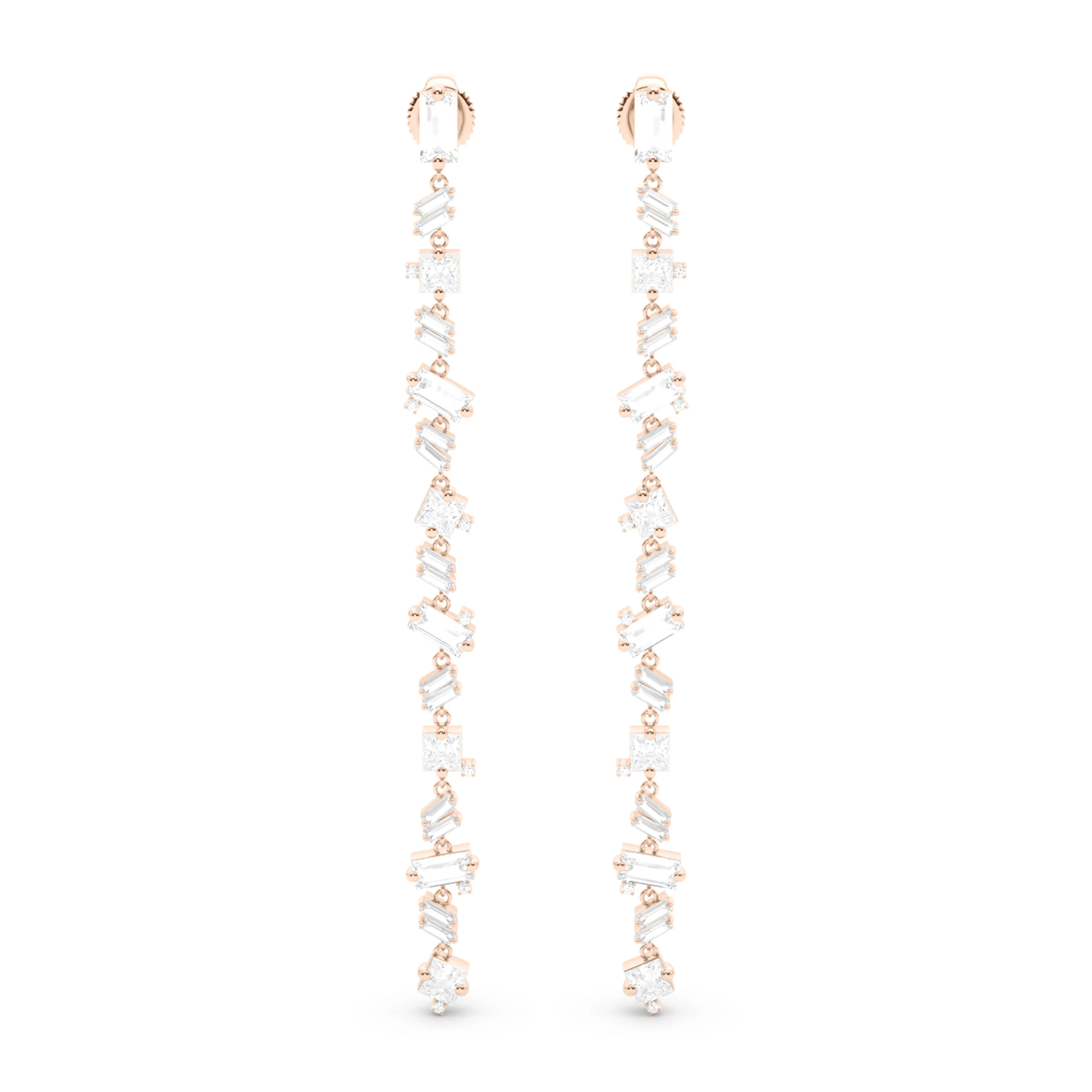 Baguette Mixed Shape Drop Earrings