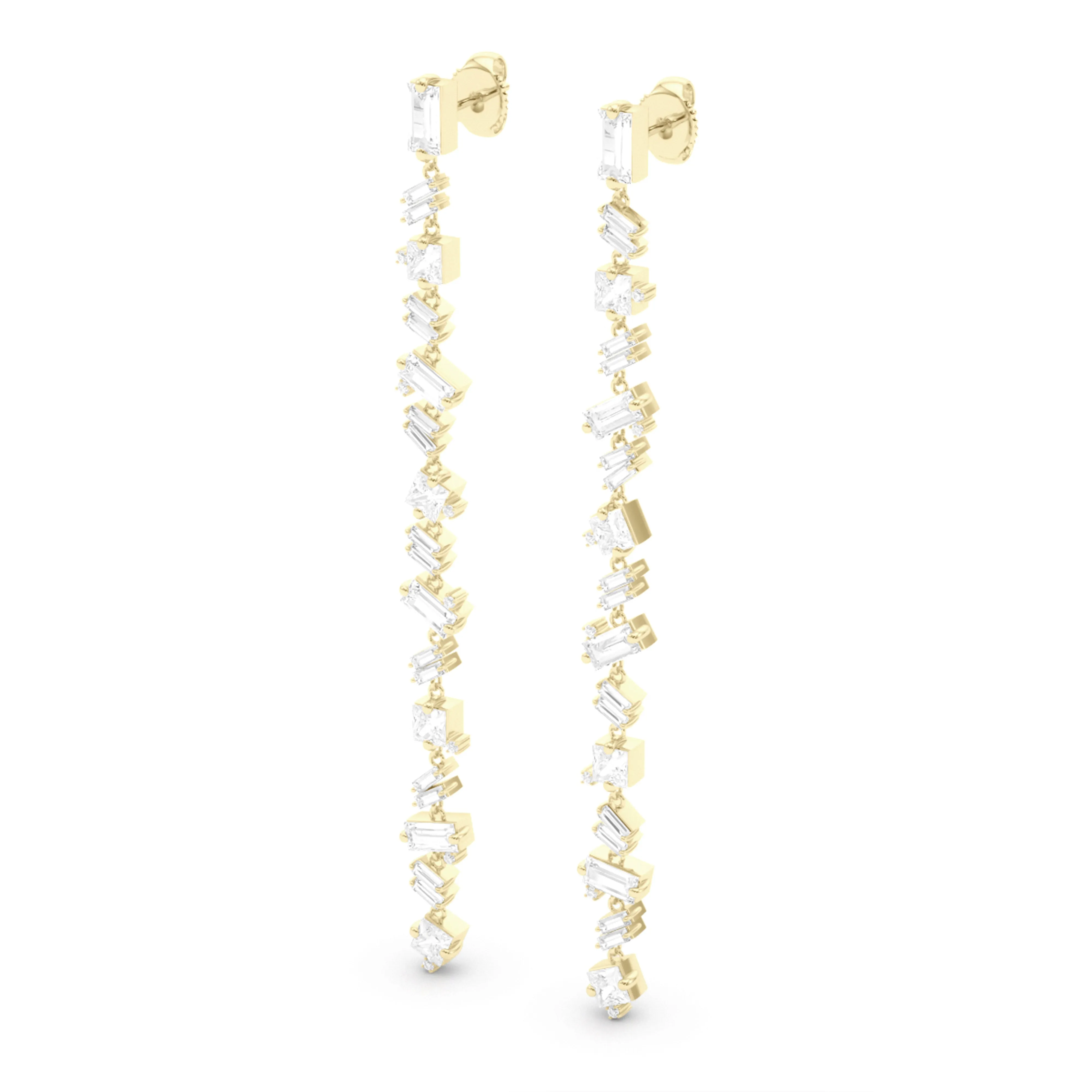 Baguette Mixed Shape Drop Earrings