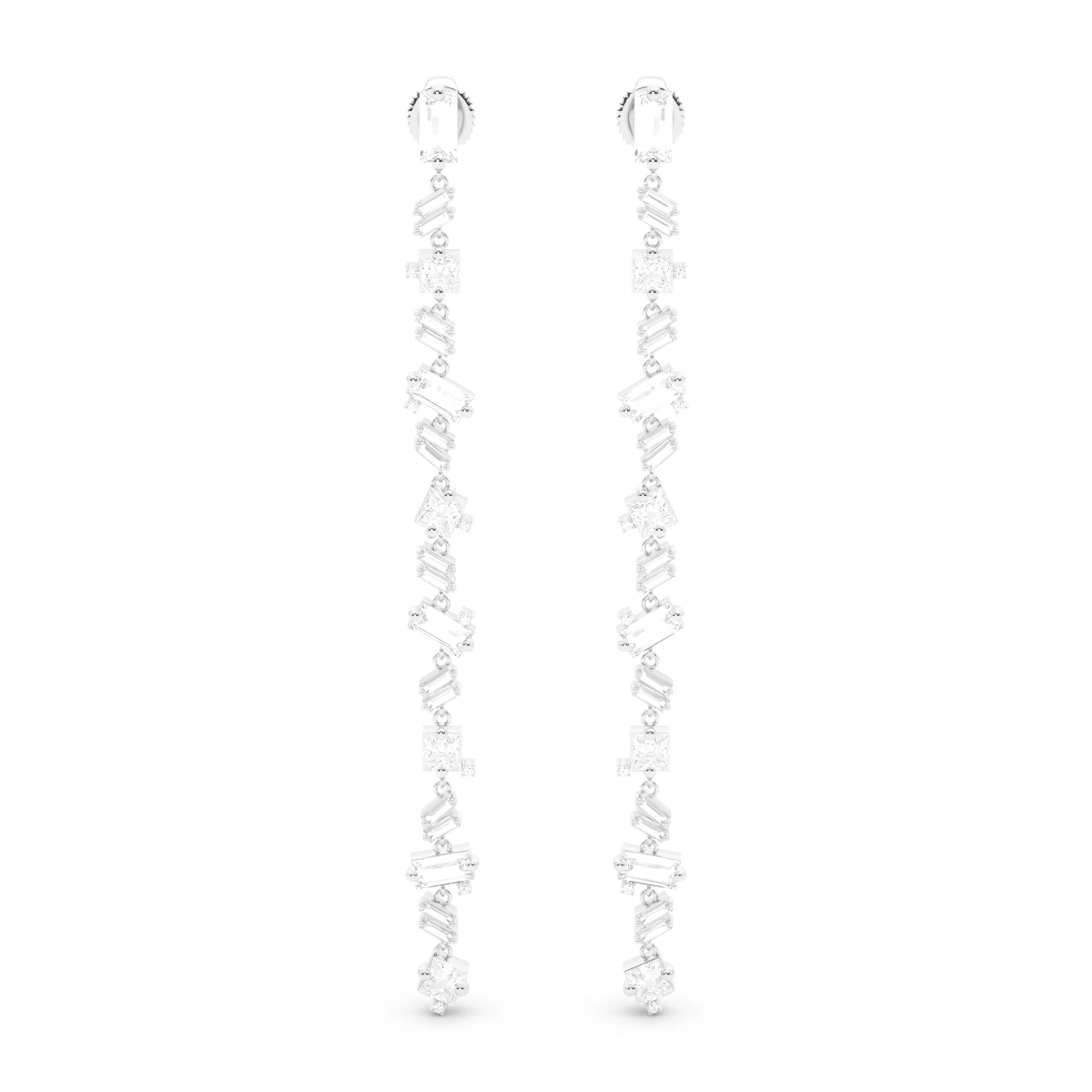 Baguette Mixed Shape Drop Earrings