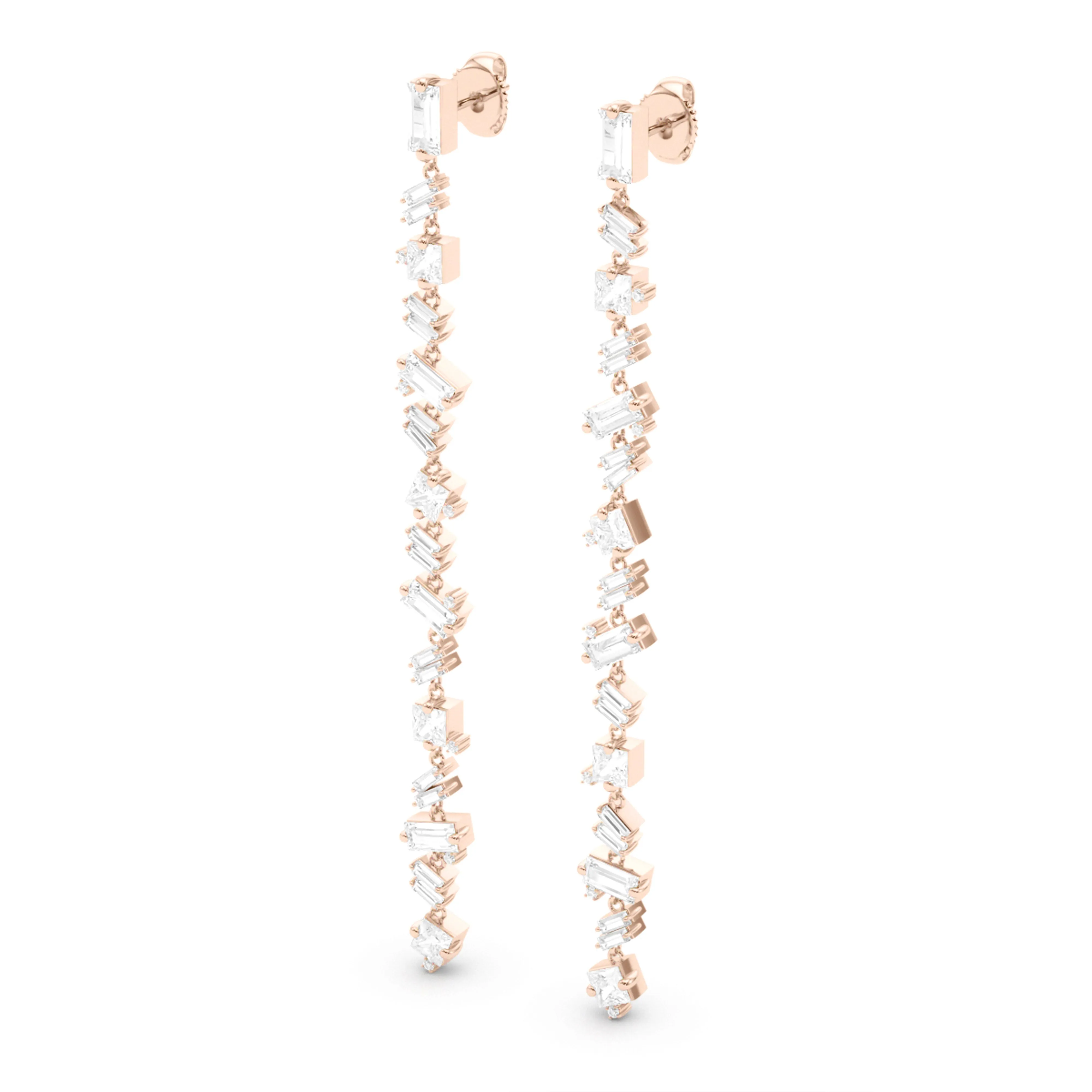 Baguette Mixed Shape Drop Earrings