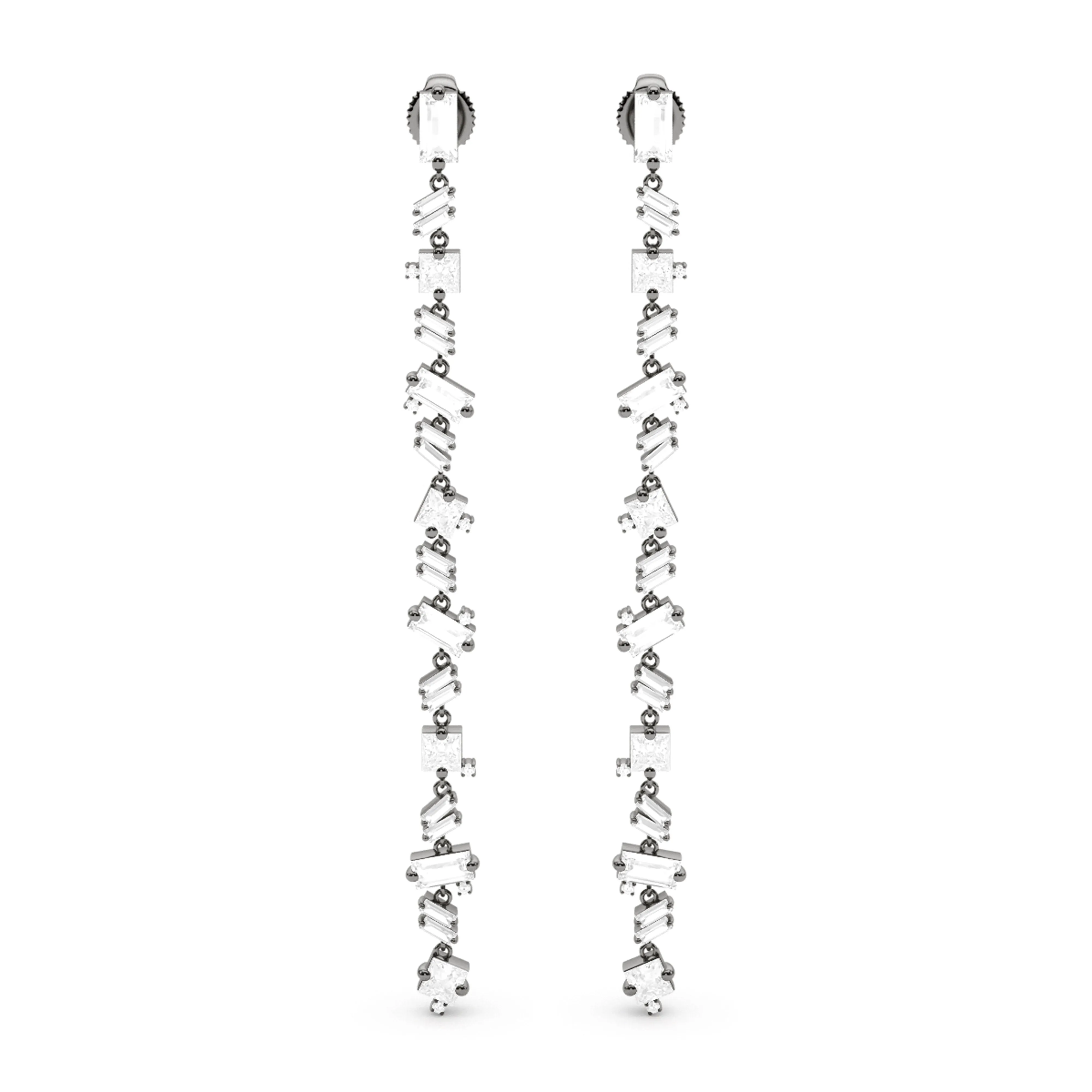 Baguette Mixed Shape Drop Earrings