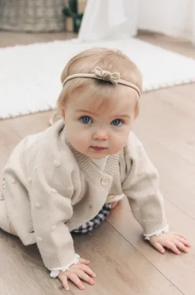 Beige Velvet Mini Bow Headband