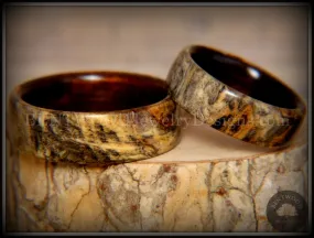 Bentwood Rings Set - Buckeye Pair California Buckeye Burl on Ebony Wood Core Set