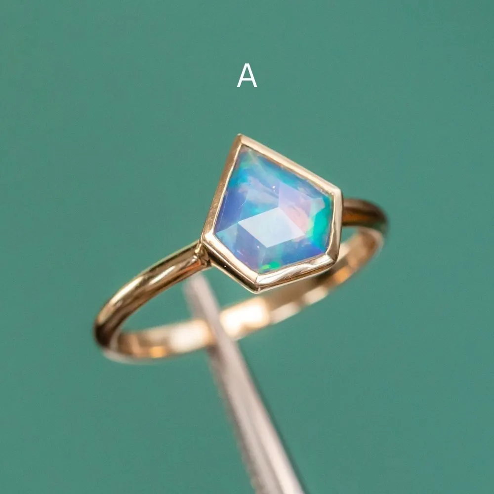 Bezel Set Rosecut Opal Rings in 14K Yellow Gold - Assorted Shapes