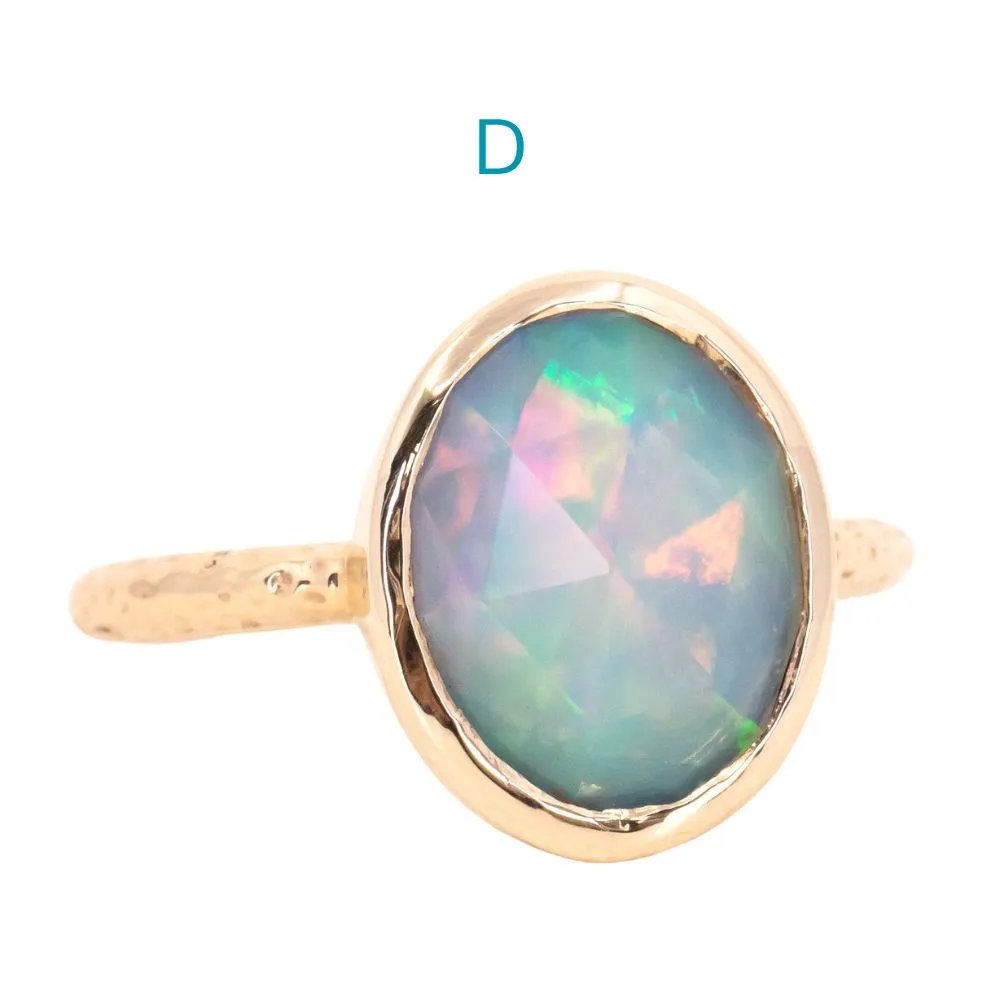 Bezel Set Rosecut Opal Rings in 14K Yellow Gold - Assorted Shapes