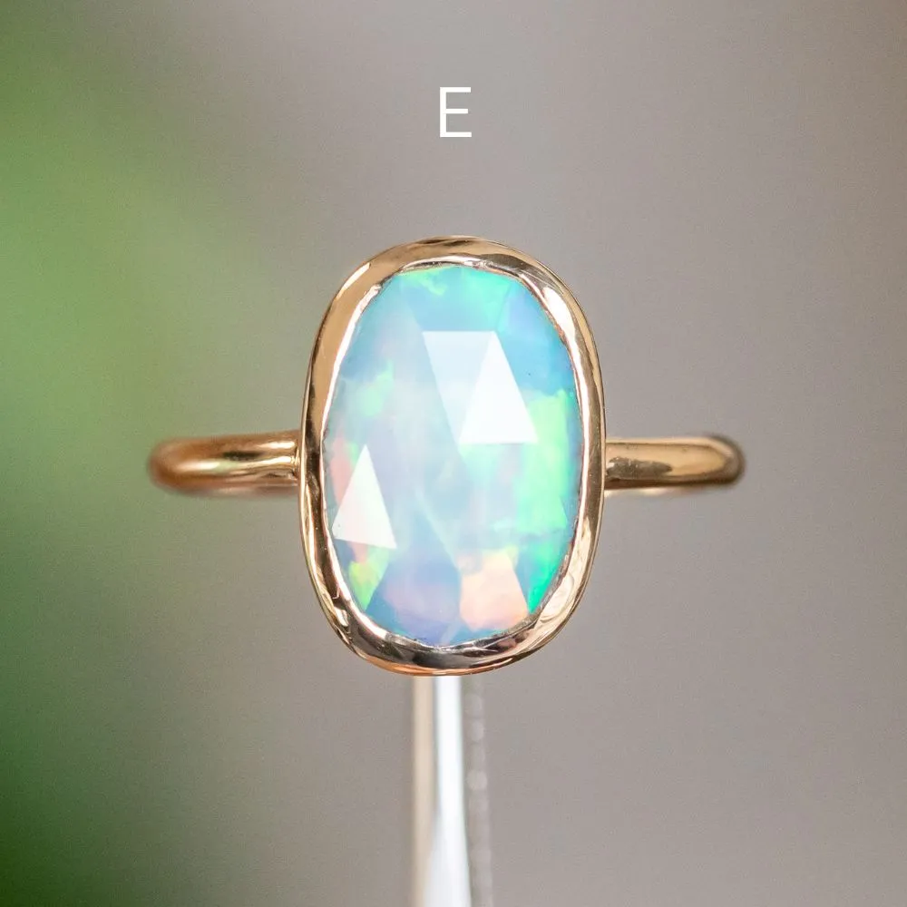 Bezel Set Rosecut Opal Rings in 14K Yellow Gold - Assorted Shapes