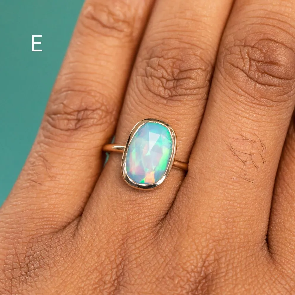 Bezel Set Rosecut Opal Rings in 14K Yellow Gold - Assorted Shapes